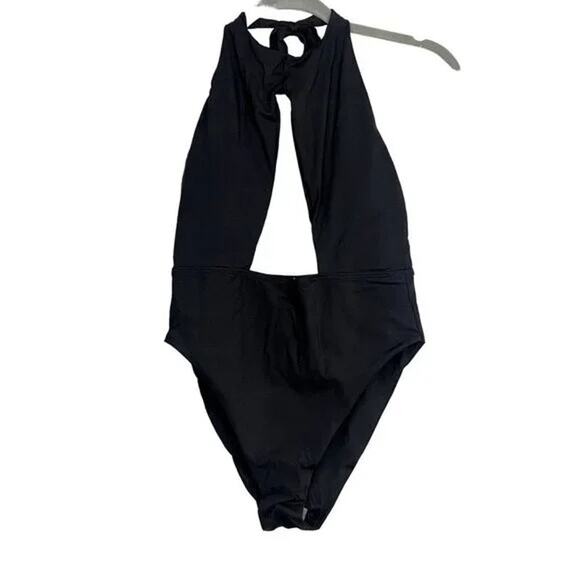 NWT Helen Owen Byblos Cutout Halter Tie Cheeky High Cut One Piece Swim M Black - Picture 12 of 14
